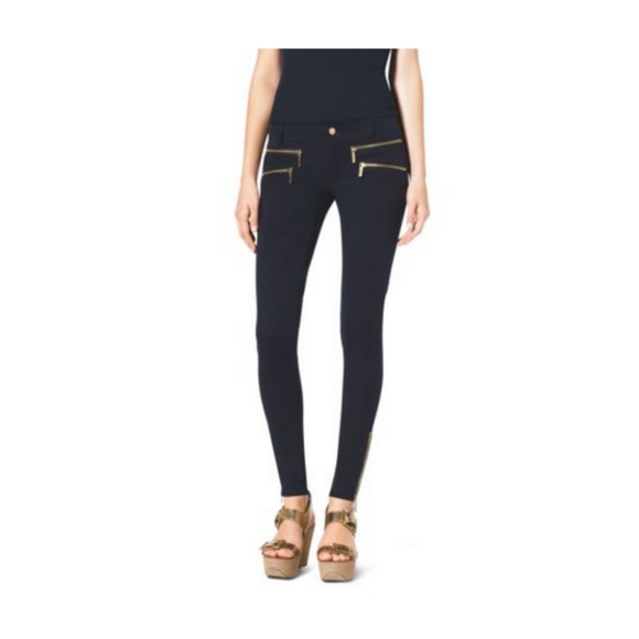 Michael Kors Denim - Michael Kors Zip-Pocket Stretch-Twill Skinny Jeans, Women's, Navy, Size 10